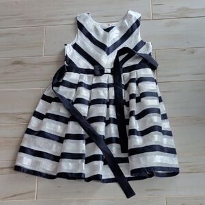 Jona Michelle Navy and Silver Striped Dress And Sweater
